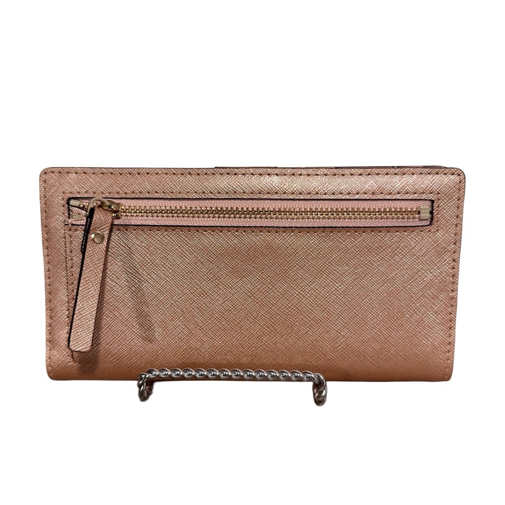 NEW kate spade Metallic Pink Rose Gold Wallet Logo Plaque Stacey Laurel Way NWT - Picture 5 of 15